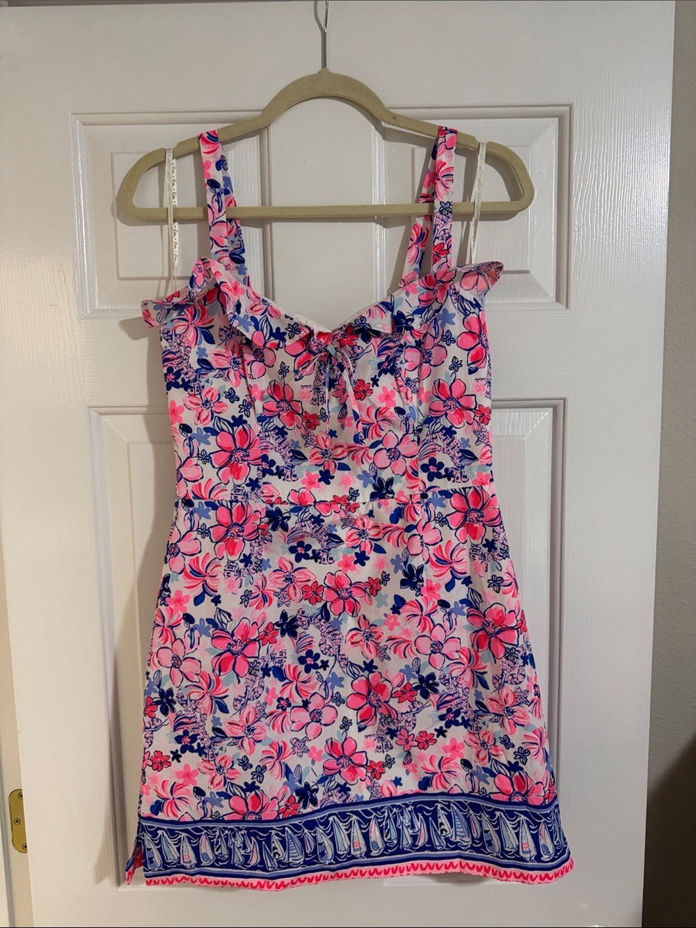 Lilly Pulitzer Pink & Blue Floral dress lined with shorts
